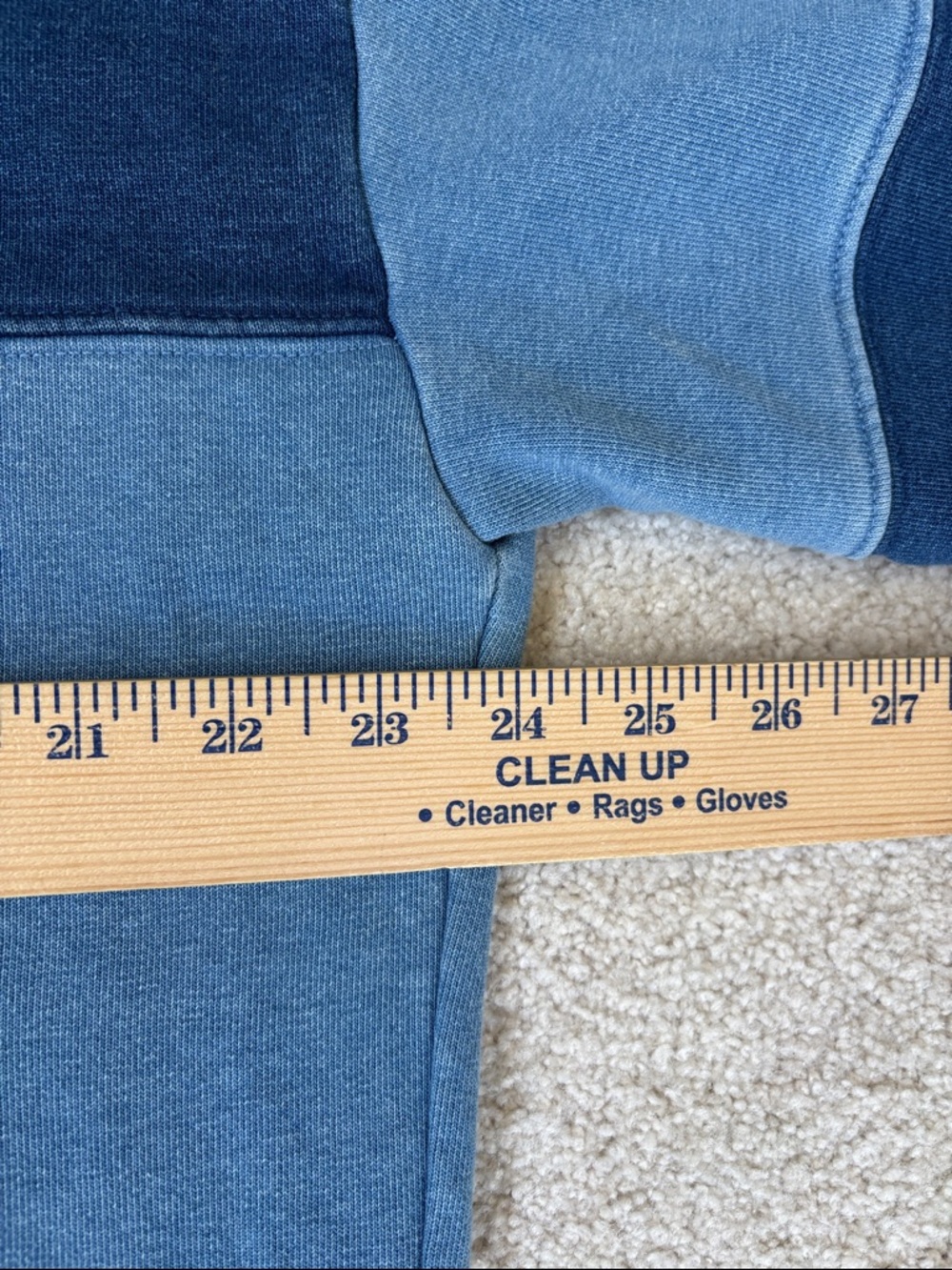 Madewell Blue Indigo Dyed Beach Colorblock Patchwork Swearshirt Womens Large - Picture 7 of 10